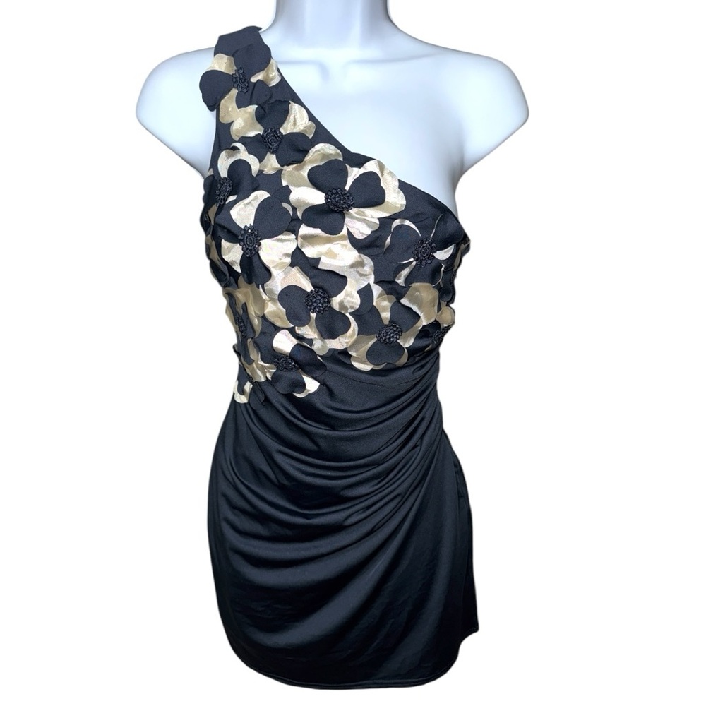 Women’s Akira Black Label One Shoulder Blue/Cream Dress - S